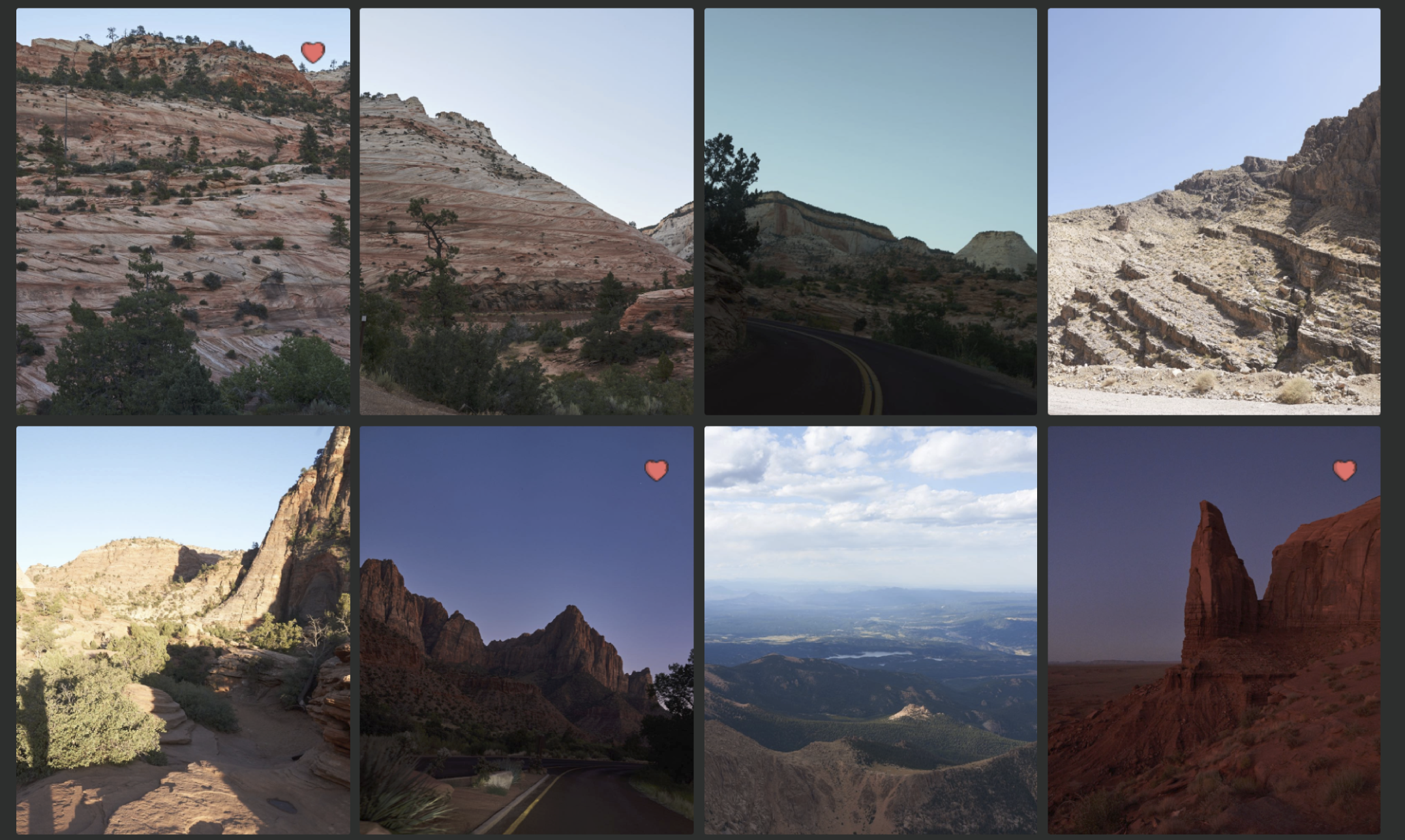 AirSelects gallery with photographs and heart controls for client favorites